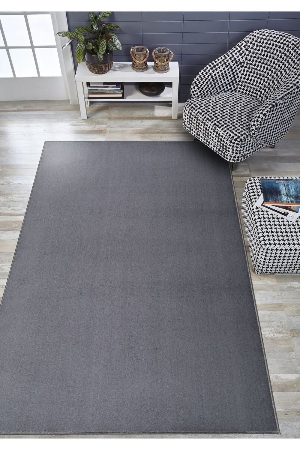 Vl Comfort Peluş Halı Antrasit Overloklu