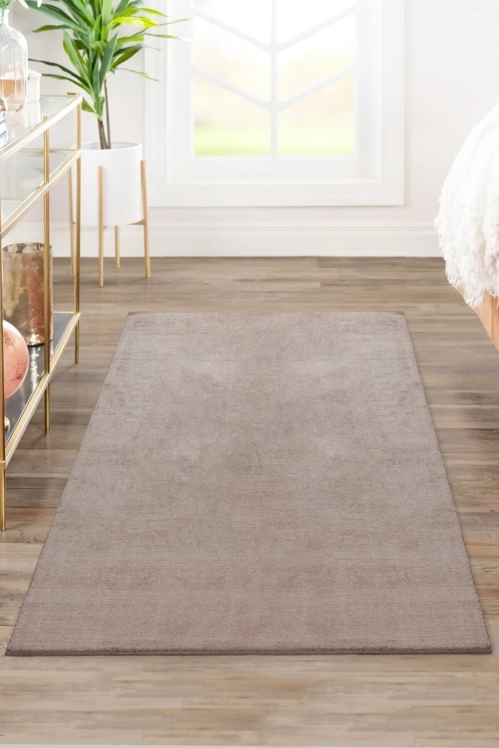 Vl Comfort Peluş Halı Kahverengi Overloklu