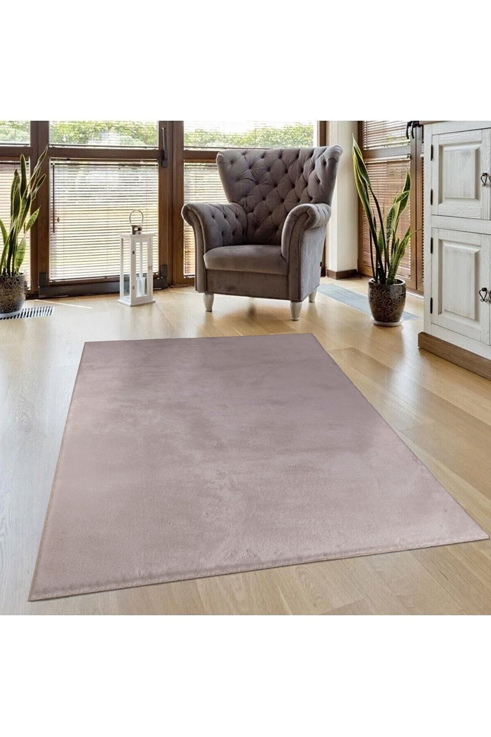 Vl Comfort Peluş Halı Kahverengi Overloklu
