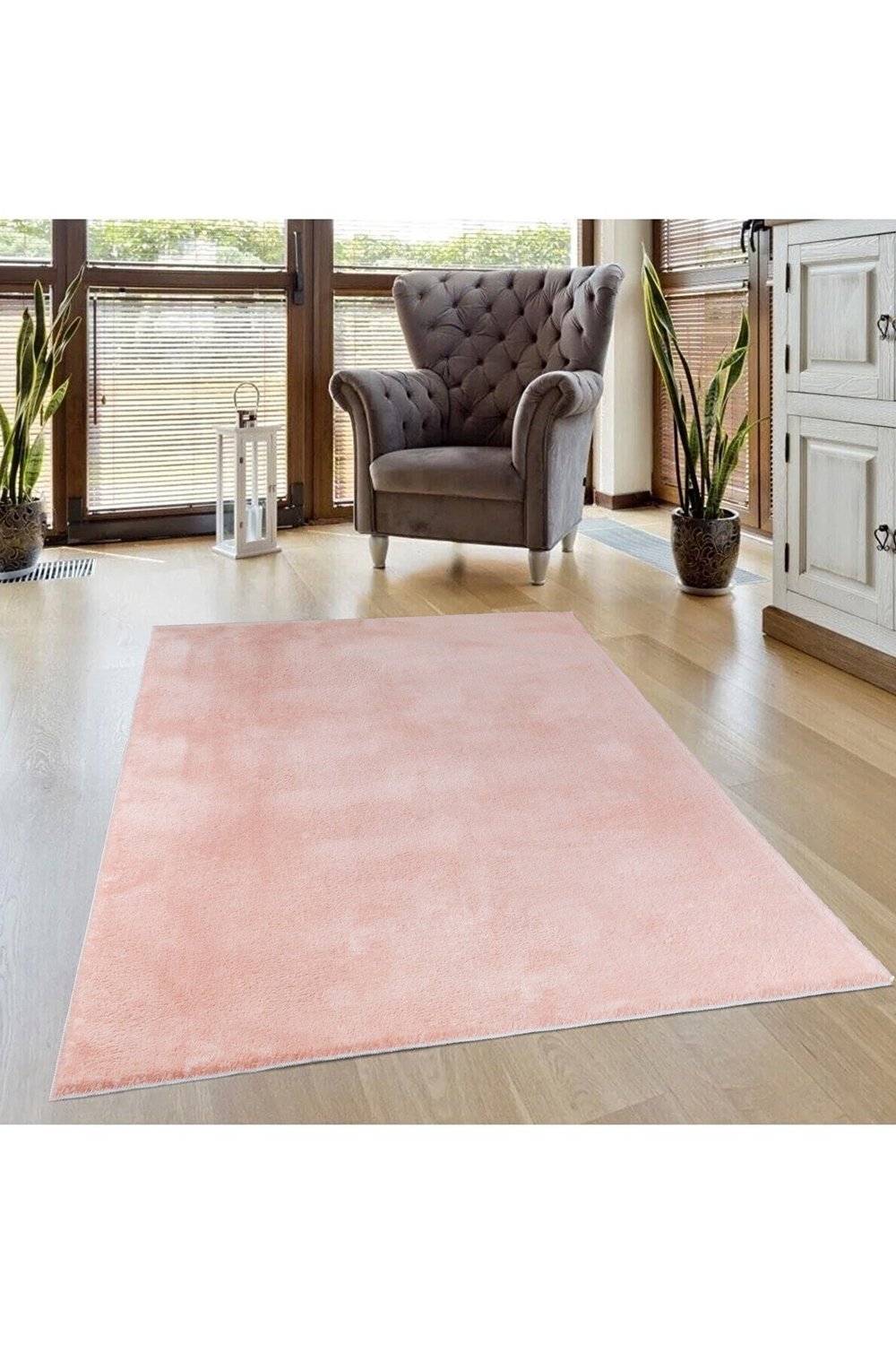 Vl Comfort Peluş Halı Pembe Overloklu