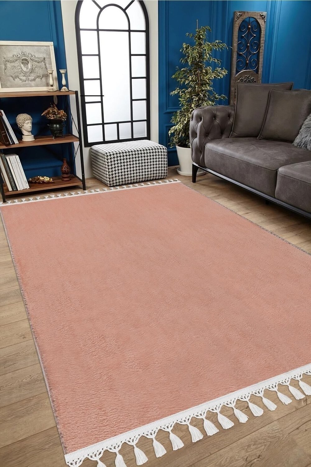 Vl Comfort Peluş Halı Ponpon Saçaklı Pembe