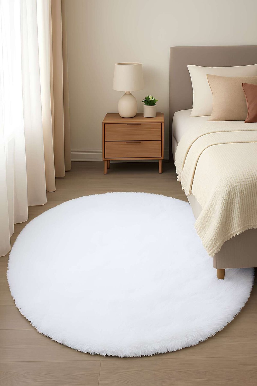 Vl Daire Comfort Overloksuz Beyaz Peluş Halı