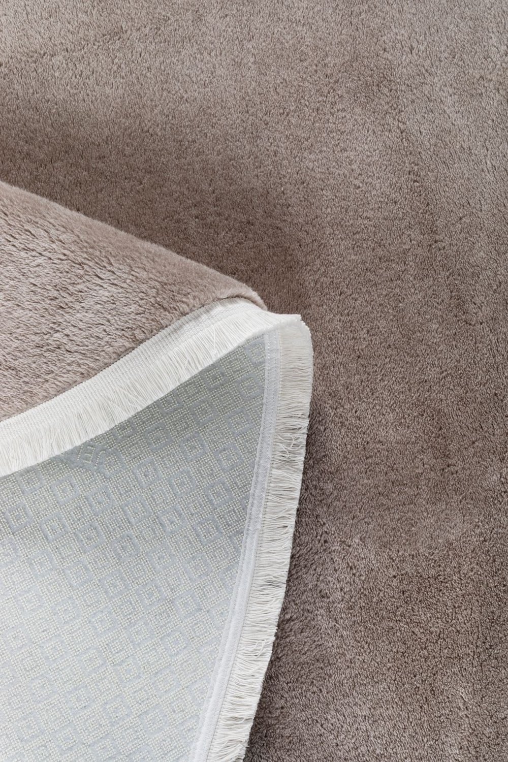 Vl Oval Comfort Düz Saçaklı Peluş Halı Kahverengi