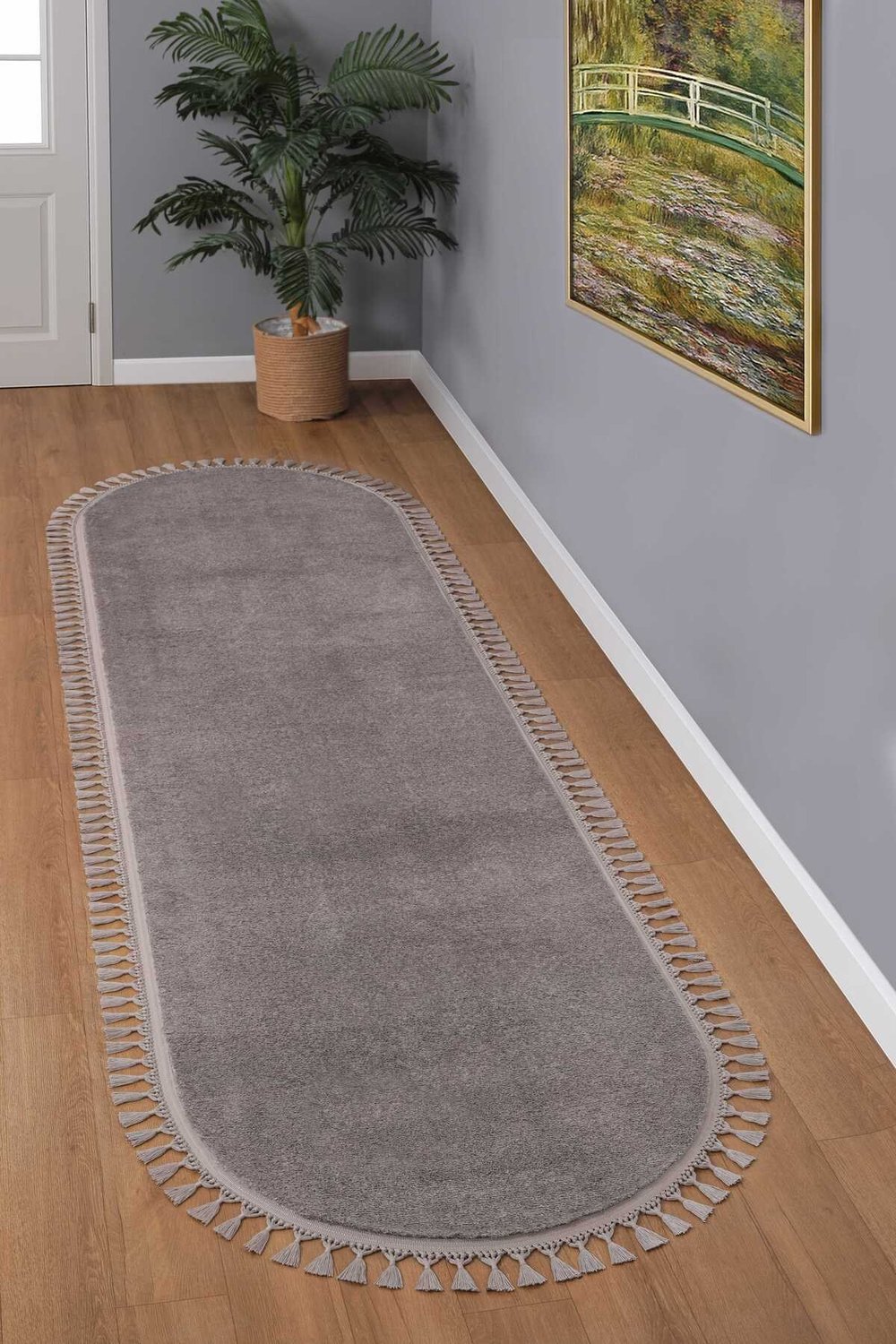 Vl Oval Comfort Ponpon Saçaklı Peluş Post Yolluk Kahverengi