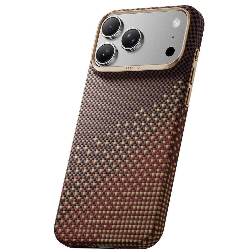 Apple iPhone 18 Pro Max Kılıf M-safe Şarj Özellikli Raptic Aramid Skin Serenity Serisi Karbon Kapak Kahverengi 