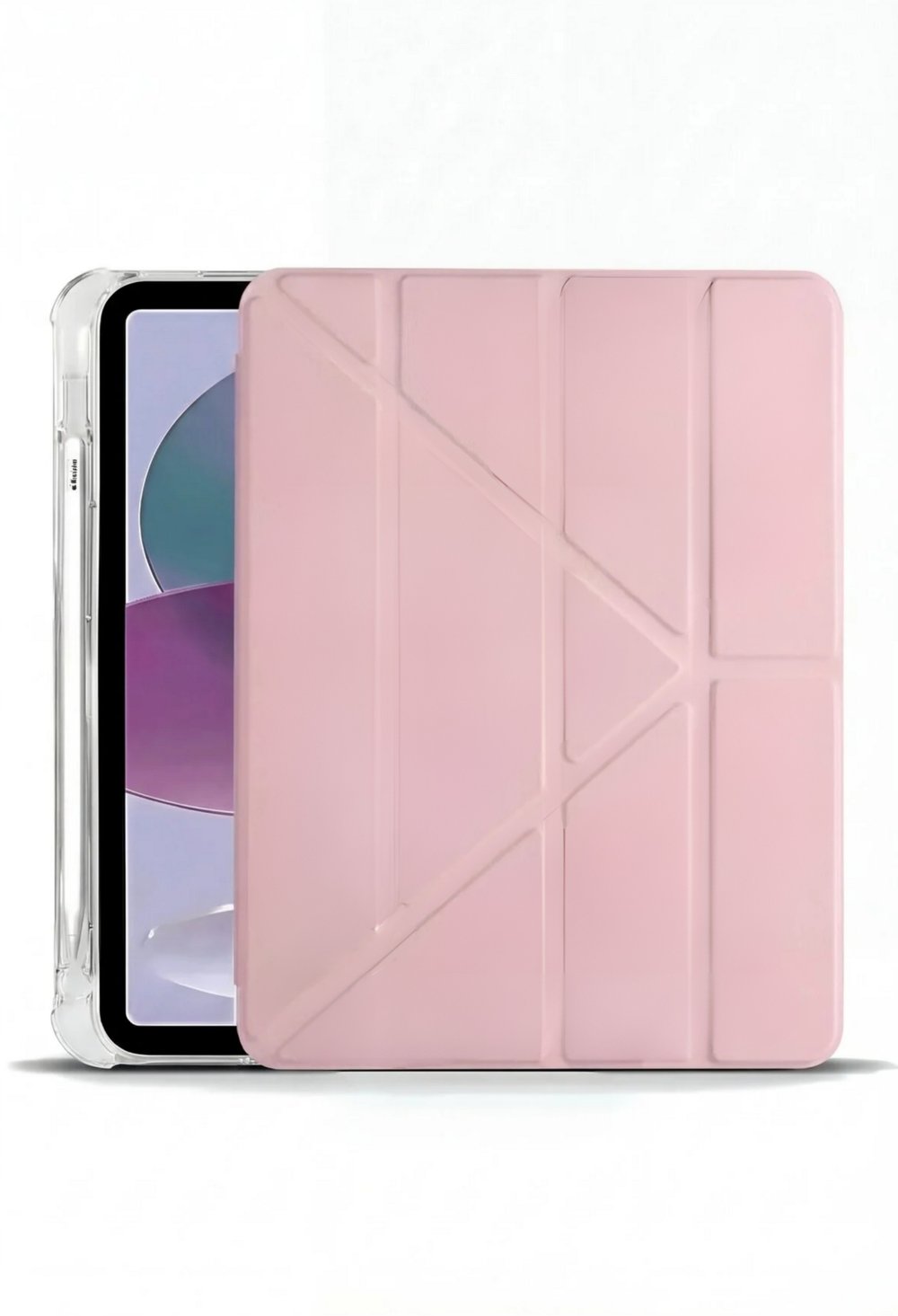 iPad 10. Nesil Katlanır Kalem Bölmeli Kılıf Kapak-Pembe