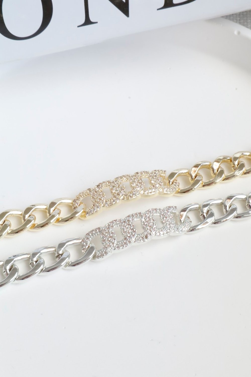 Kadın Bileklik Özel Kaplama Birleşik Zincir Detay Taşlı Zincir Ayarlanabilir Kadın Bileklik