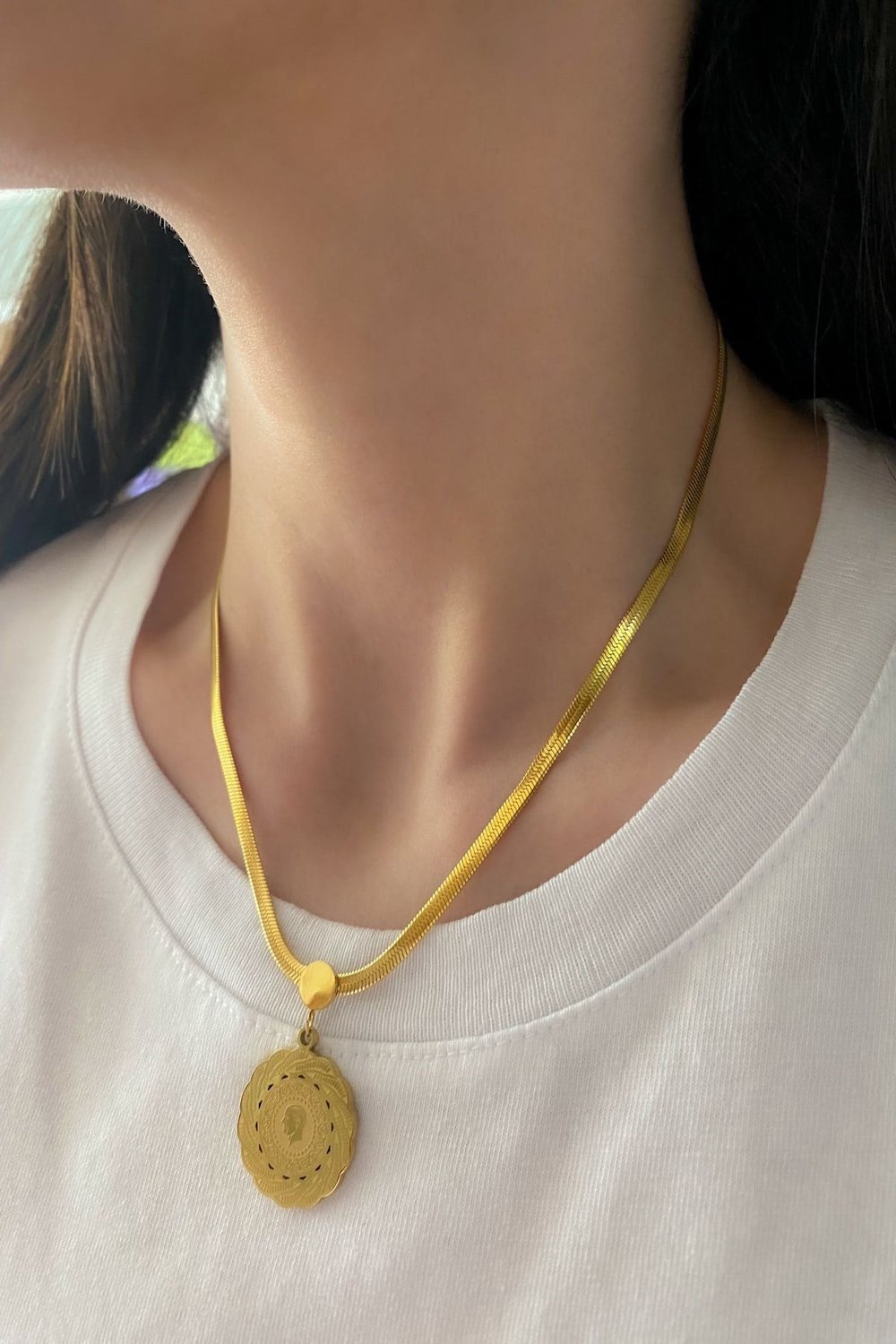Kadın Çelik Kolye İtalyan Zincir Örme Çeyrek Model Kadın Kararmaz Kolye 45cm