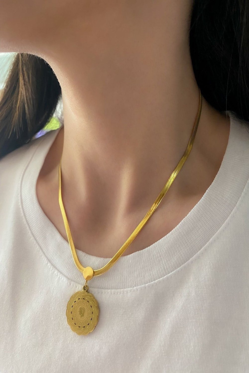 Kadın Çelik Kolye İtalyan Zincir Örme Çeyrek Model Kadın Kararmaz Kolye 45cm
