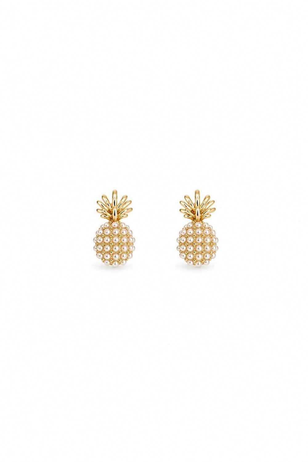 Kadın Küpe 14k Gold Renk İncili Ananas Premium Minimal Kararmaz Küpe