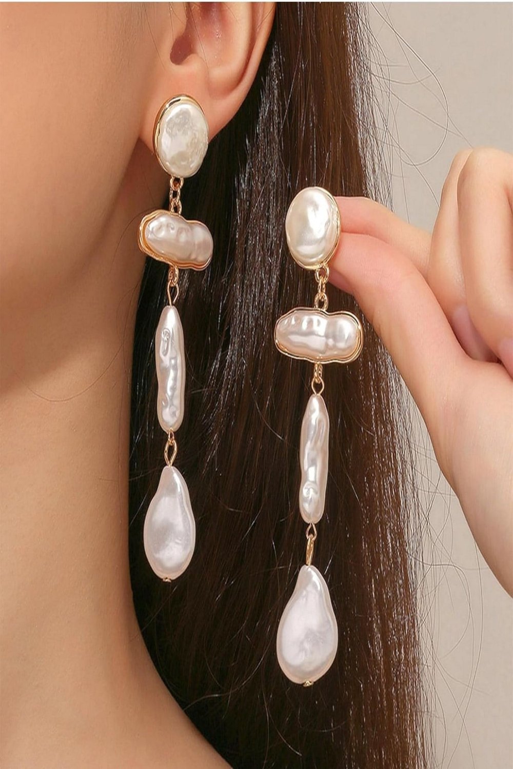 Kadın Küpe İthal Özel Seri Barok Daire Çubuk Damla Model Sallantı Kararmaz Küpe