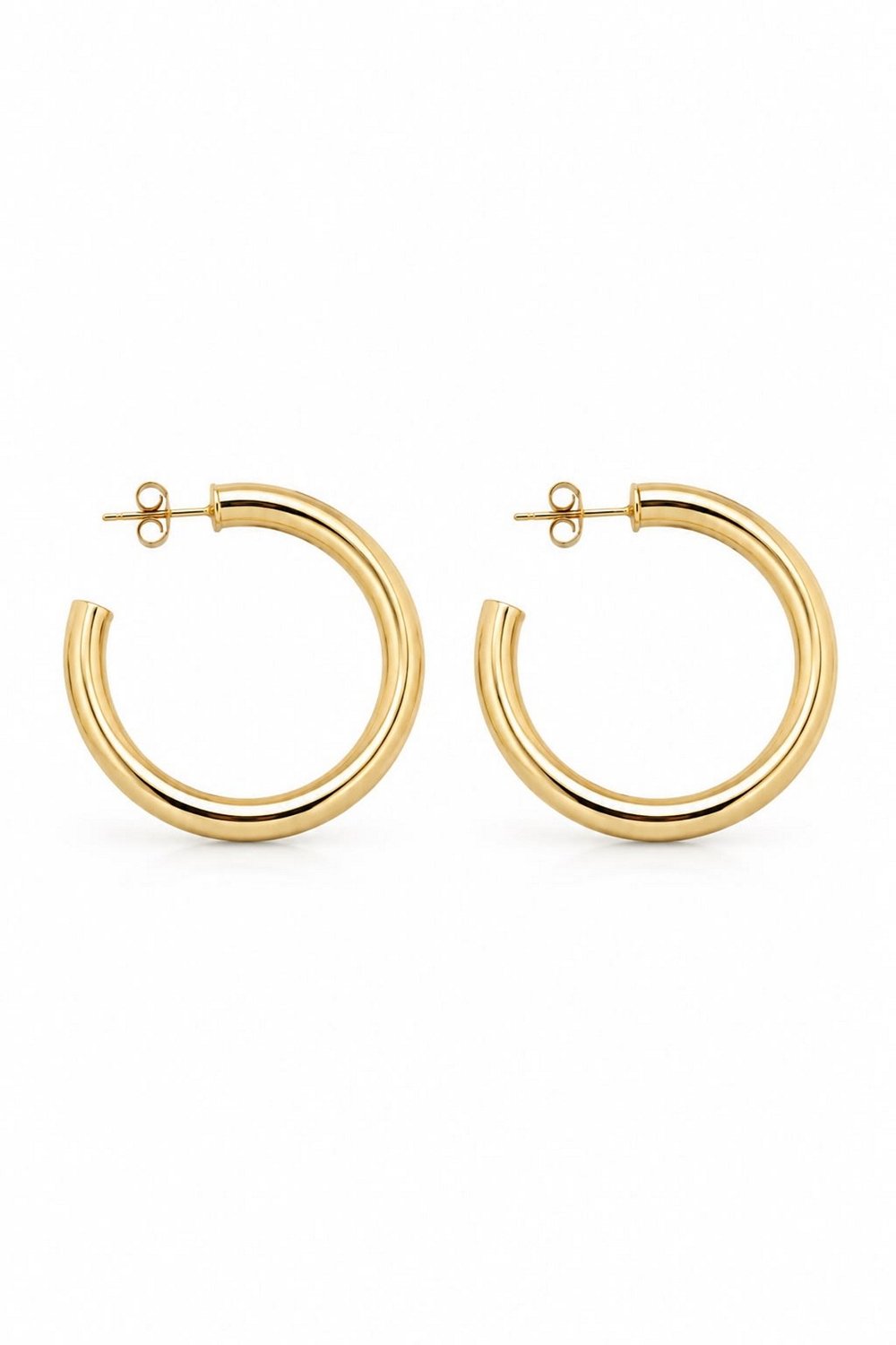 Kadın Küpe Kararmaz 14k Renk Vip Seri Boru Yarım Halka 4cm Küpe