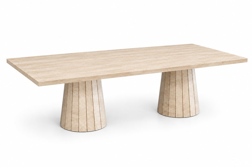 Doğal Traverten Modern Tasarım Yemek Masası – 90 × 180 cm