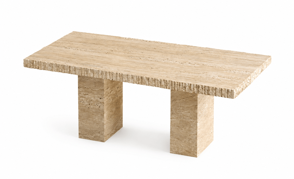 Duo Doğal Traverten Yemek Masası – 180×85 cm