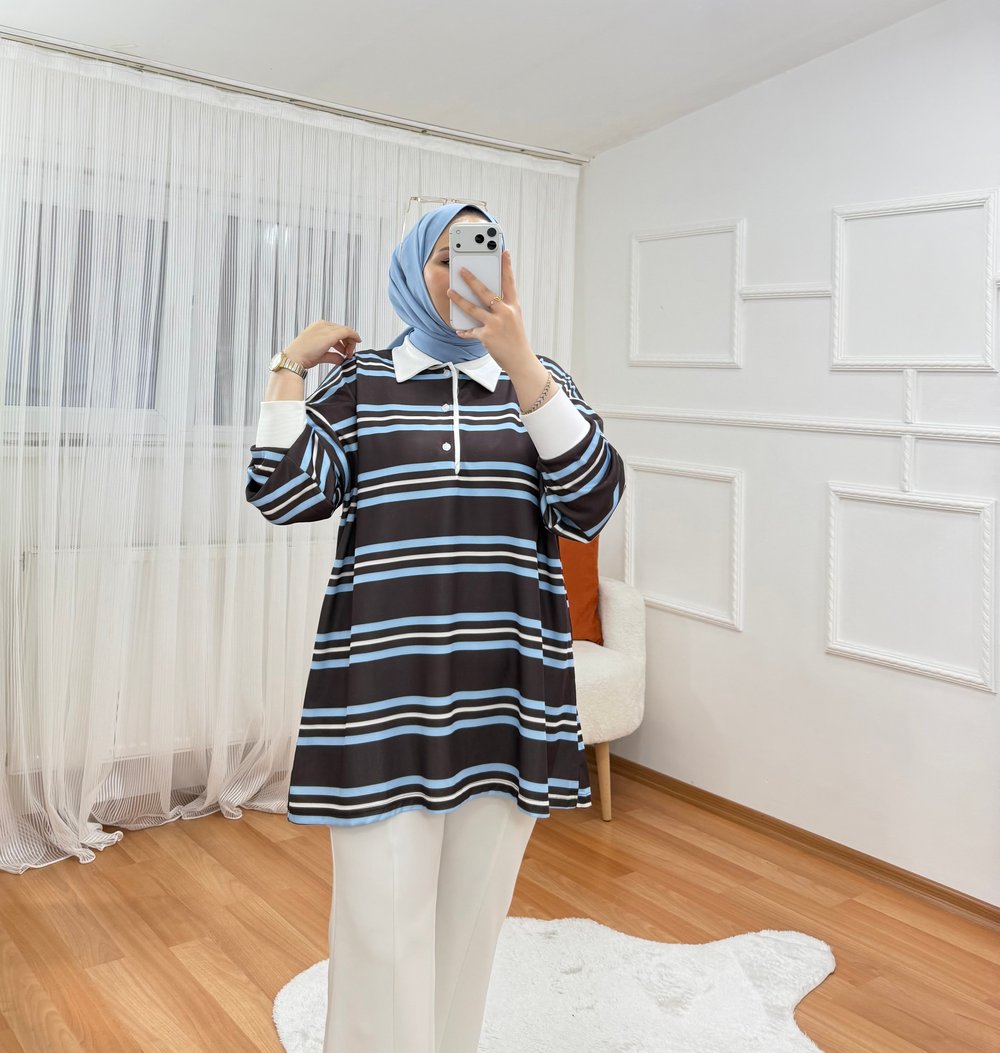 Yuna Sweat Siyah Mavi Geçişli 1062 