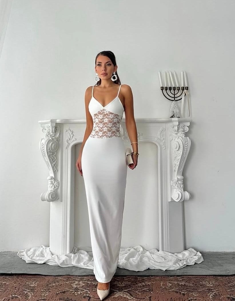 BAYAN DANTEL MAXİ ELBİSE