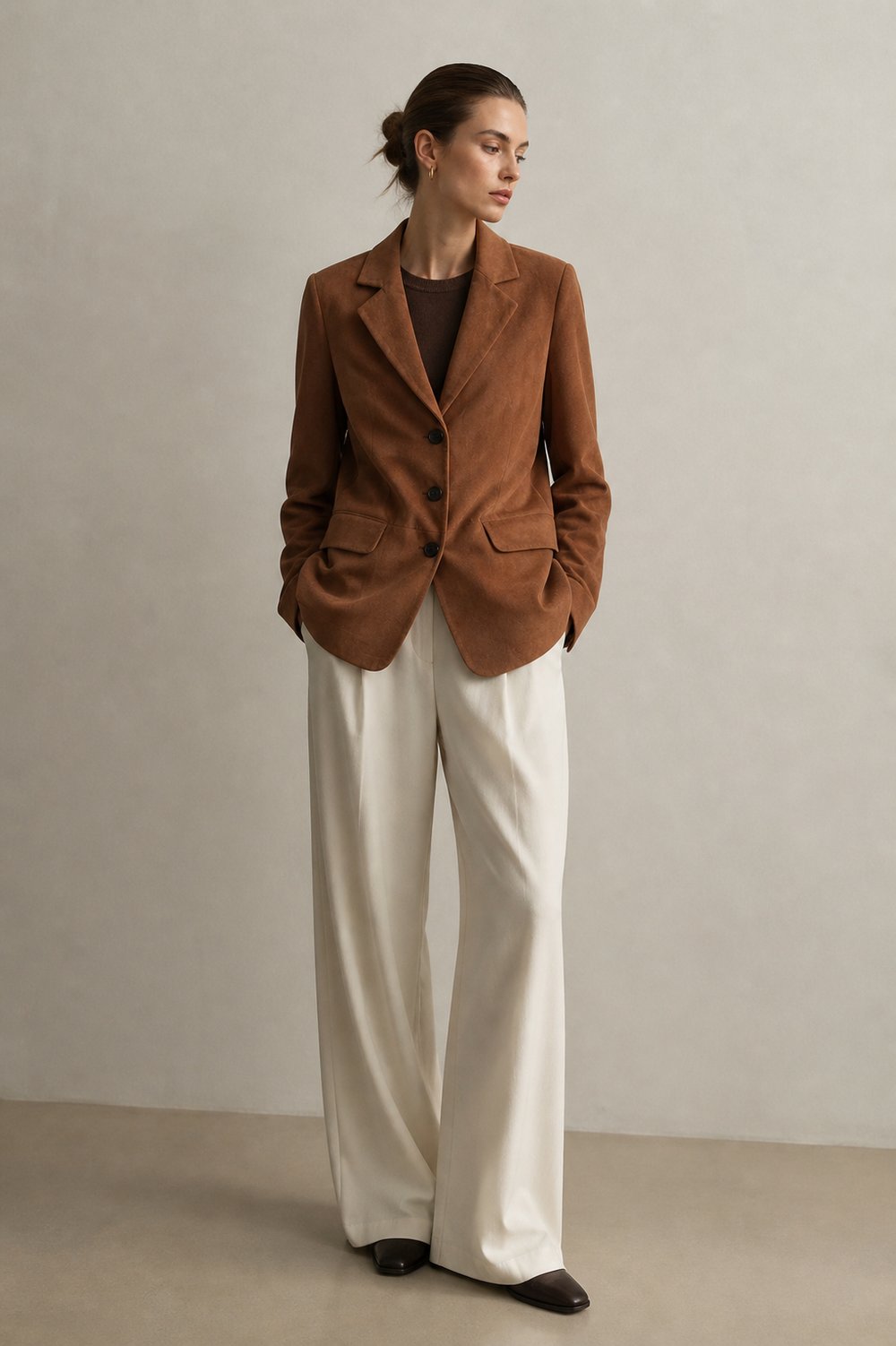 Camel Süet Blazer Ceket
