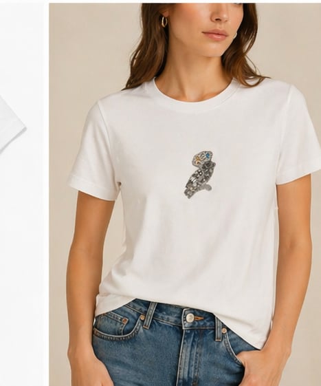 Orj marka ltaş işlemeli t-shirt