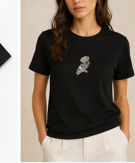 Orj marka ltaş işlemeli t-shirt