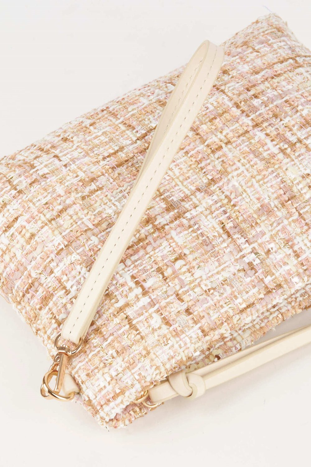 Kadın Bellis Tweed Krem-Pudra Astarlı Bilek Askılı Portföy El Ve Clutch Çanta