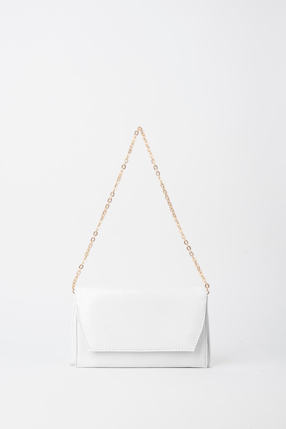 Kadın Beyaz Zarf Tasarım 2 Bölmeli Mini Zincir Askılı Çıt Çıt Kapama Clutch Ve El Çantası