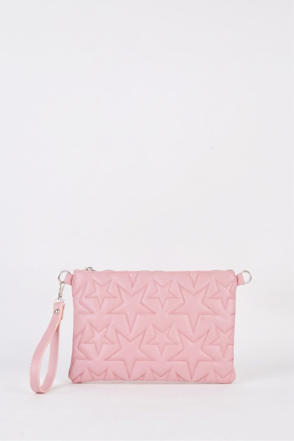 Kadın Gül Kurusu Yıldız Nakışlı Suni Deri Bilek Ve Zincir Askılı Portföy El Ve Clutch Çanta