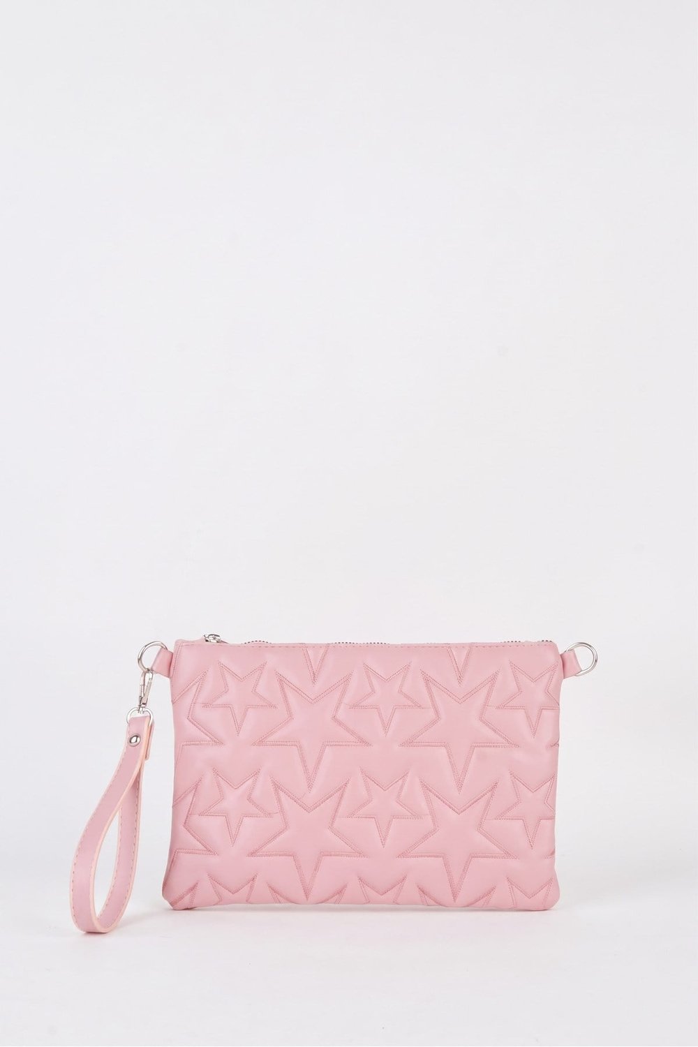 Kadın Gül Kurusu Yıldız Nakışlı Suni Deri Bilek Ve Zincir Askılı Portföy El Ve Clutch Çanta