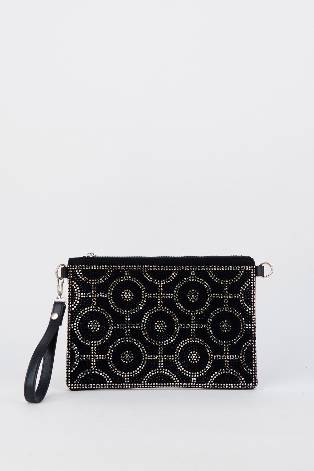 Kadın Halka Altın Taşlı Süet Bilek Askılı Ve Zincir Askılı Portföy El Ve Clutch Çanta