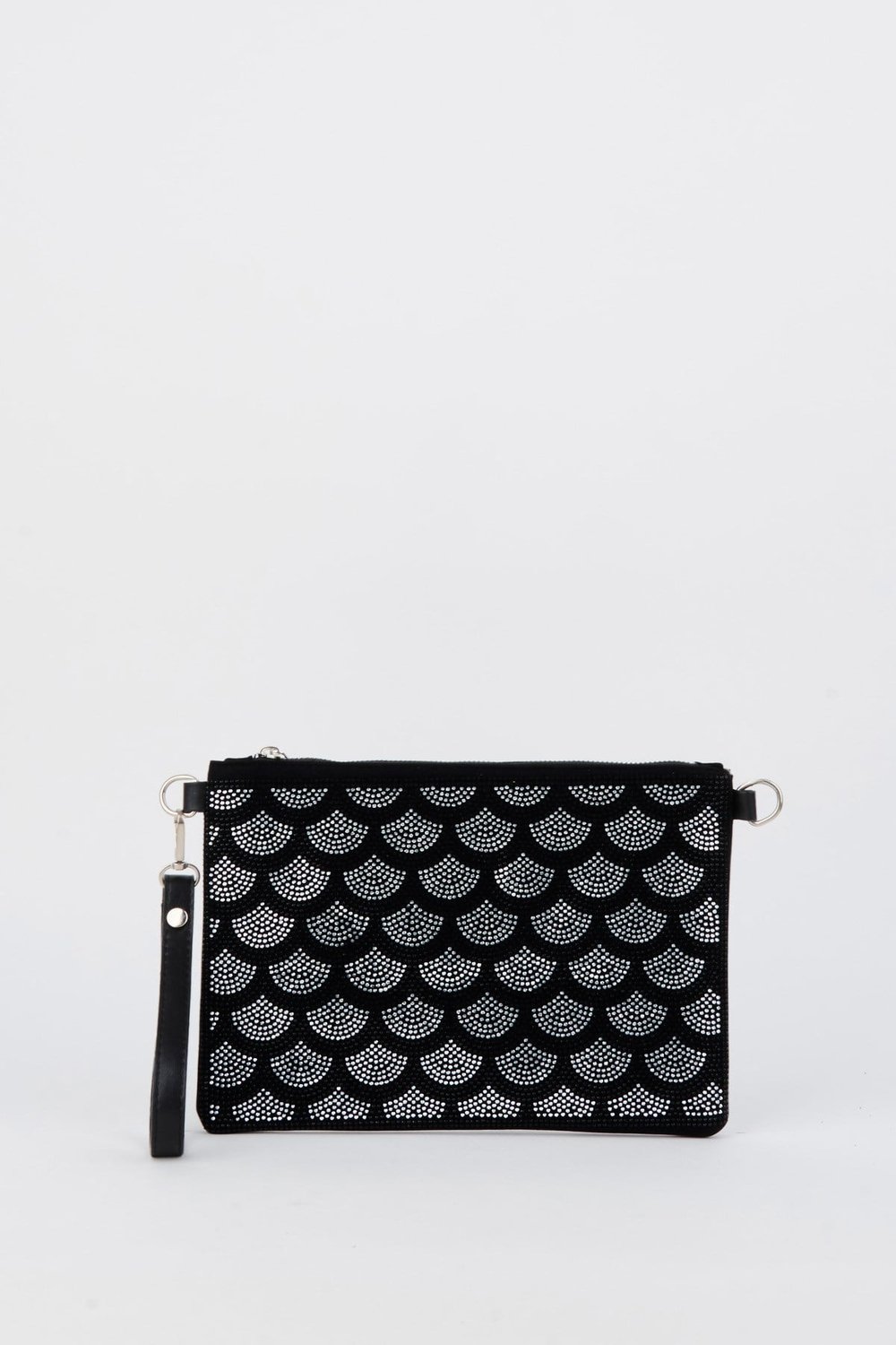 Kadın Halka Gümüş Taşlı Süet Bilek Askılı Ve Zincir Askılı Portföy El Ve Clutch Çanta