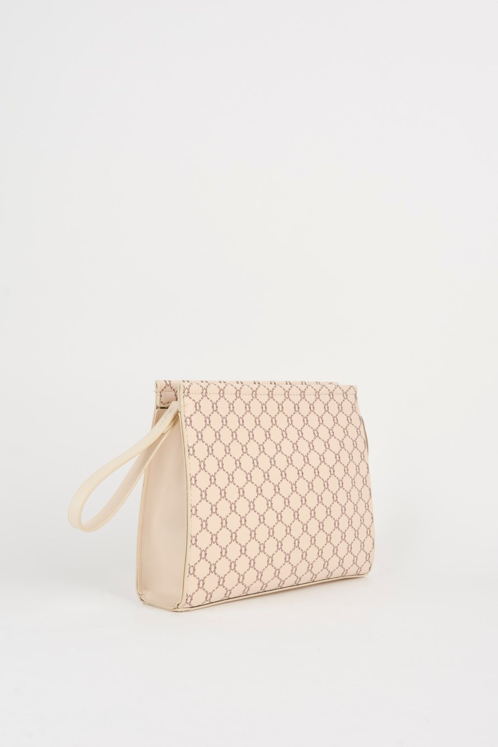 Kadın Petunya Desenli Krem Astarlı Suni Deri Bilek Askılı Portföy El Ve Clutch Çanta
