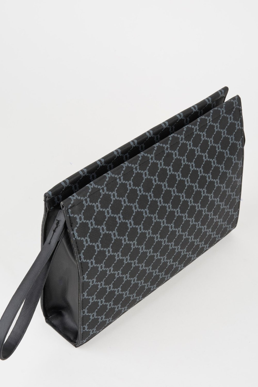 Kadın Petunya Desenli Siyah Astarlı Suni Deri Bilek Askılı Portföy El Ve Clutch Çanta
