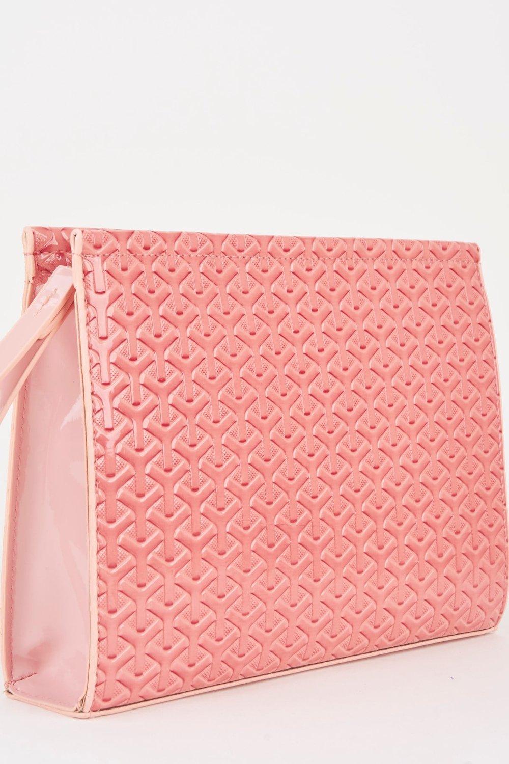 Kadın Petunya Dokulu Pudra Astarlı Suni Deri Bilek Askılı Portföy El Ve Clutch Çanta