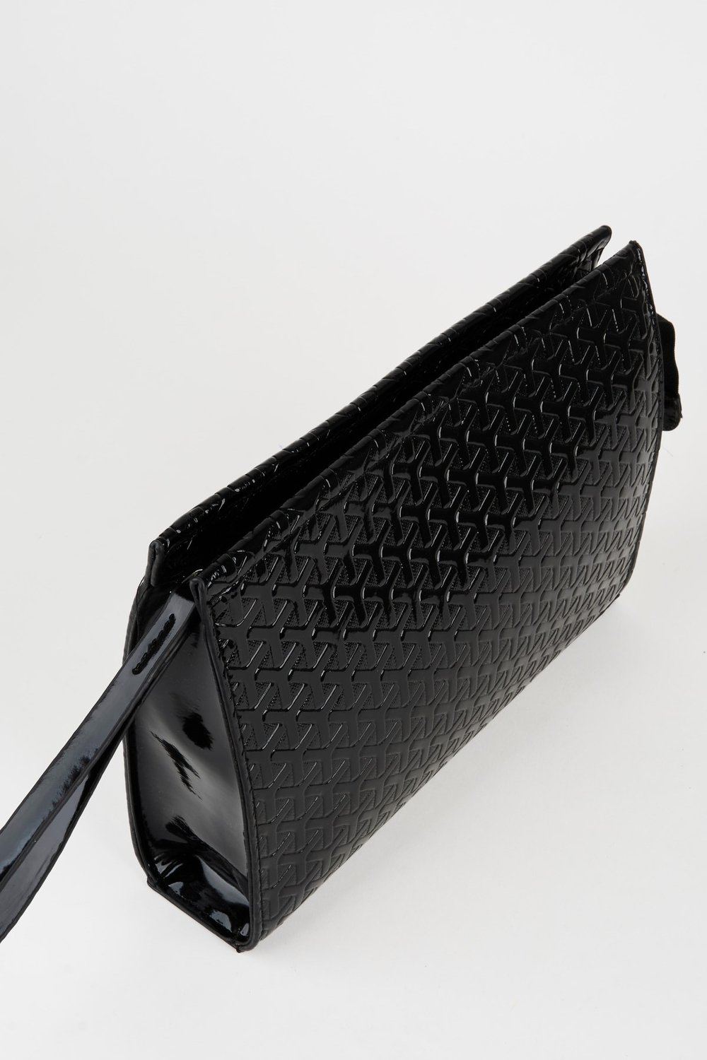 Kadın Petunya Dokulu Siyah Astarlı Suni Deri Bilek Askılı Portföy El Ve Clutch Çanta