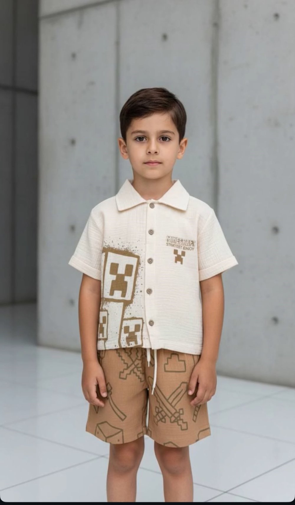 BEJ KAHVE DESENLİ TAKIM