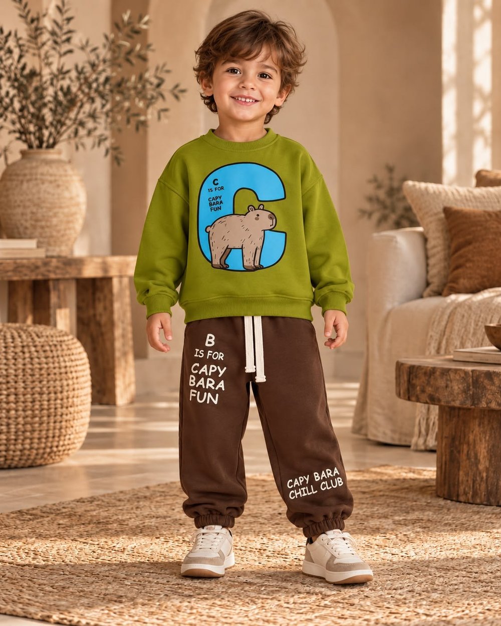 CAPYBARA BASKILI SWEATSHİRT VE JOGGER PANTOLON TAKIM