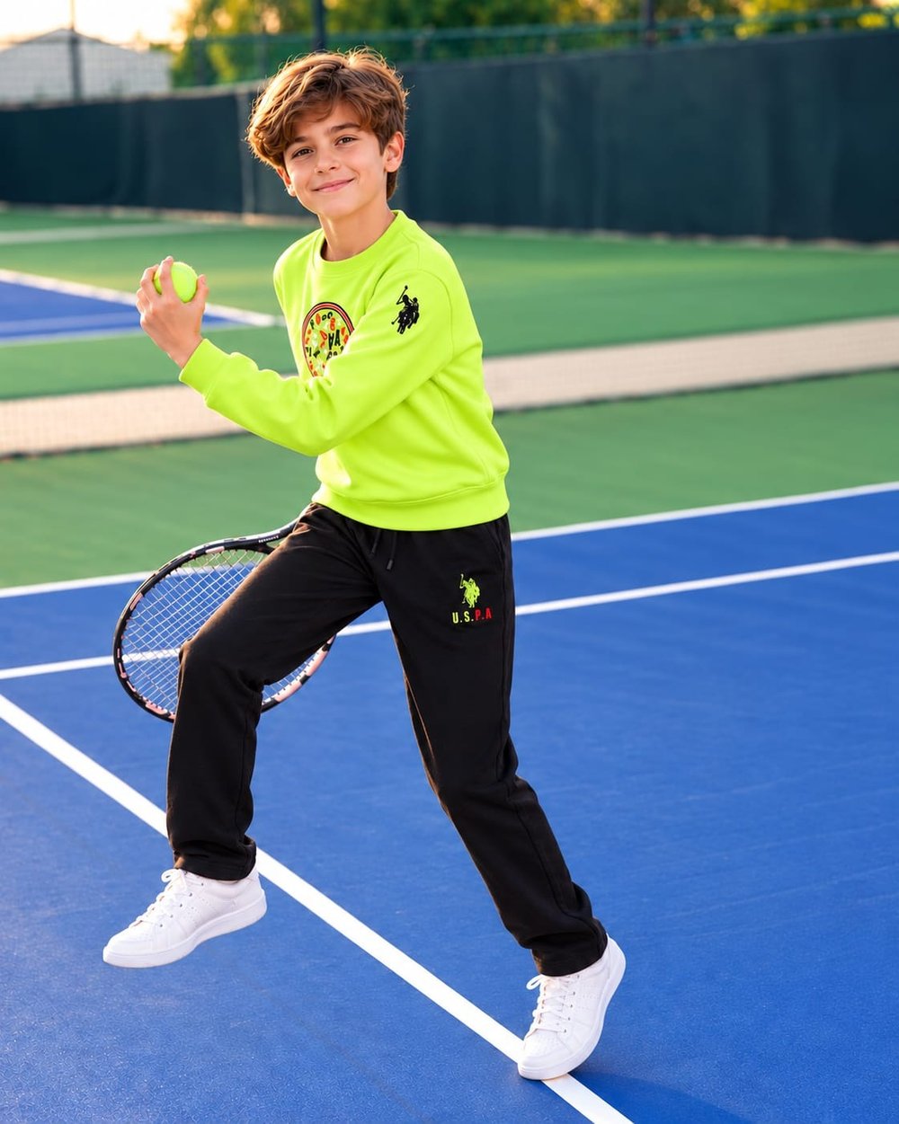 ERKEK ÇOCUK NEON YEŞİL BİSİKLET YAKA SWEATSHIRT
