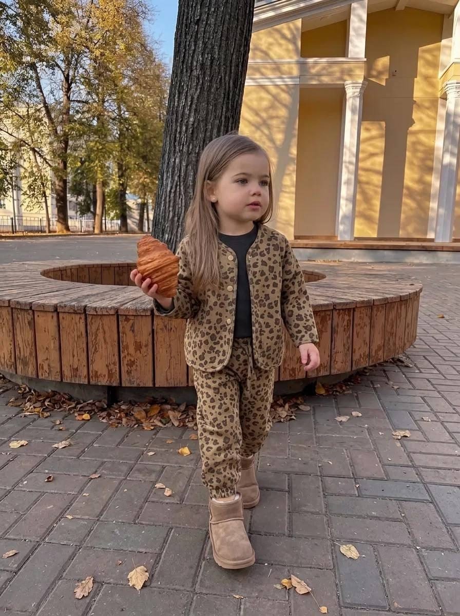 LEOPAR DESENLİ CEKETLİ JOGGER PANTOLON 3 LÜ TAKIM