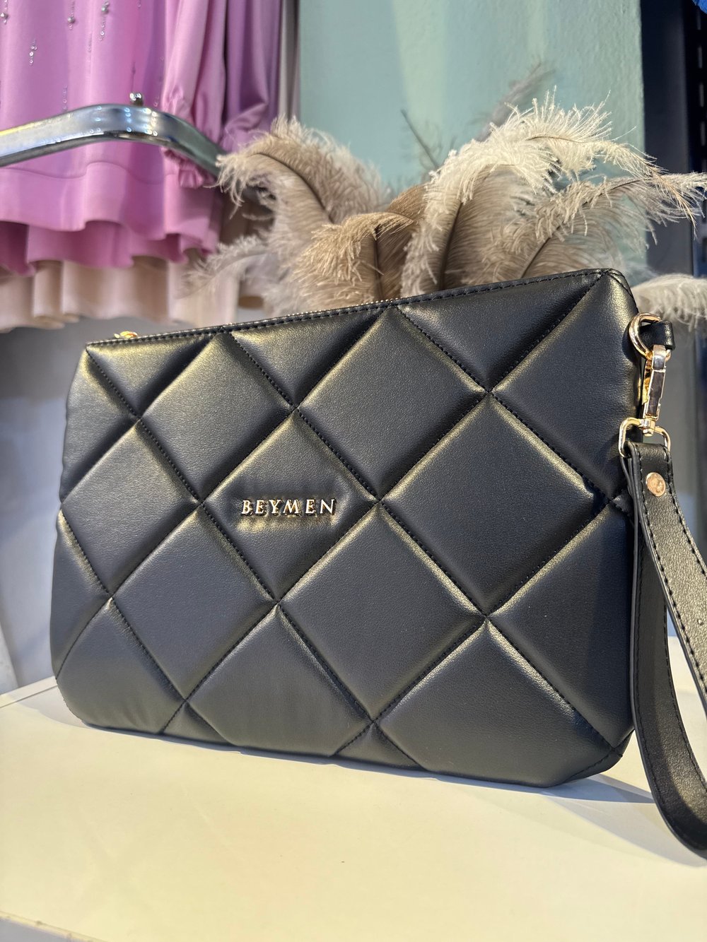 Kapitone Clutch Çanta SİYAH
