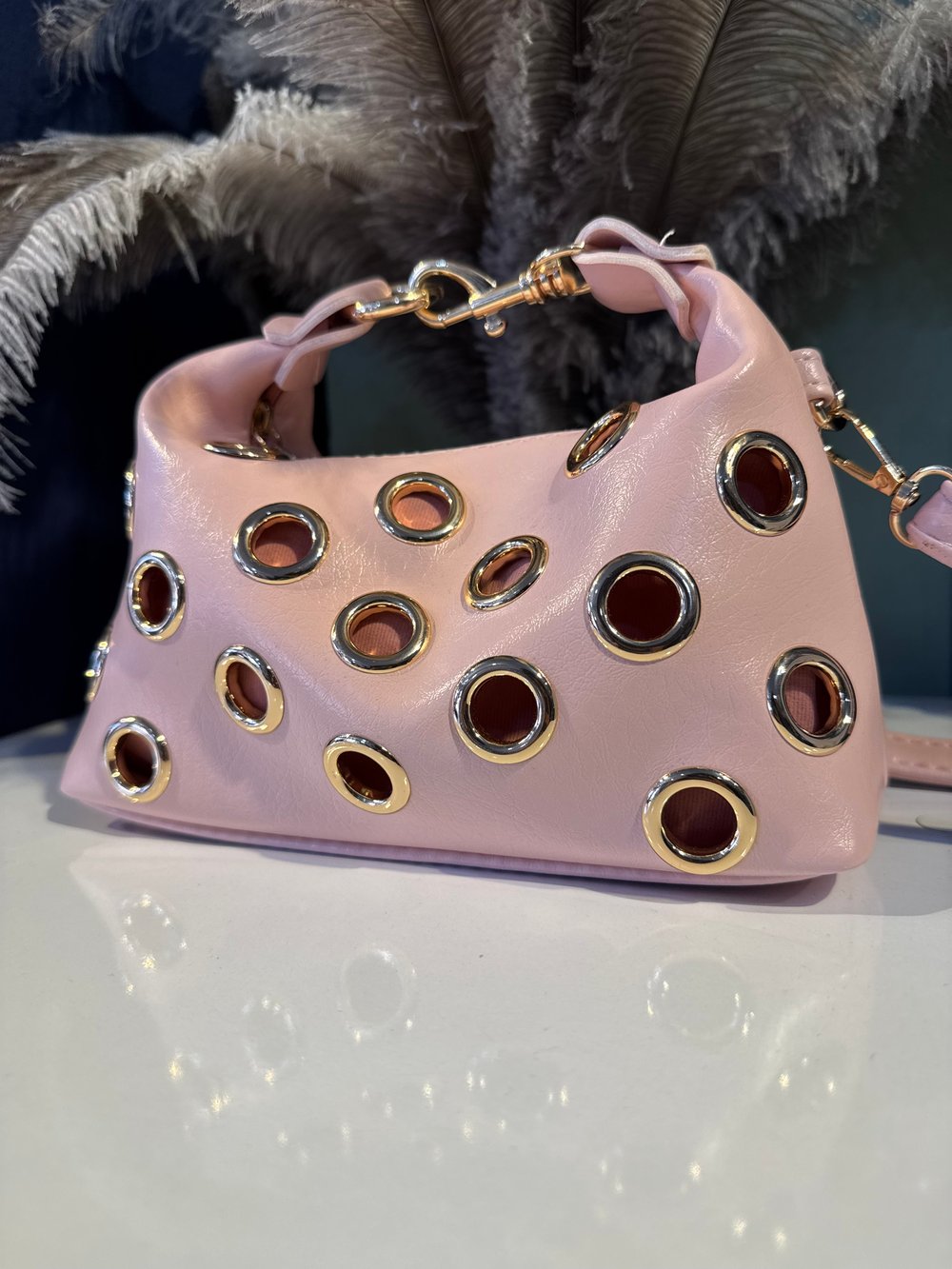 Kuş Gözü Omuz Ve El Çantası PEMBE