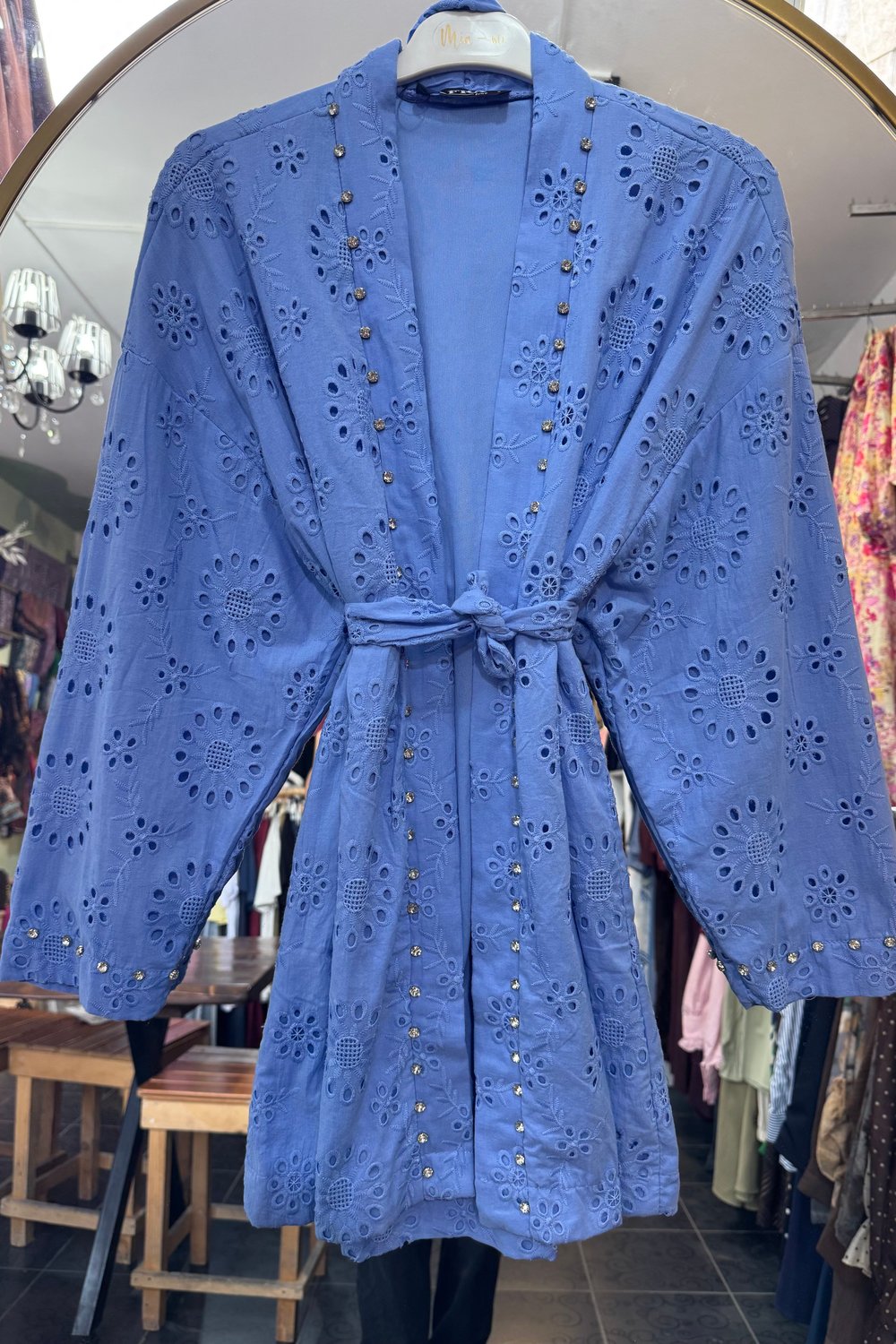 Zımba Taş Detay Fisto Kimono MAVİ