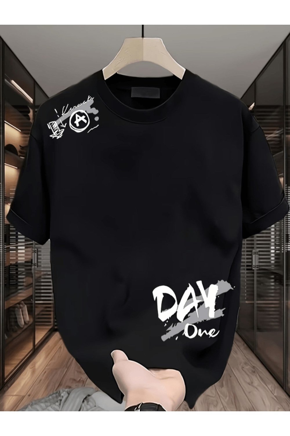 Bay Day One Baskılı Premium Oversize T-shirt