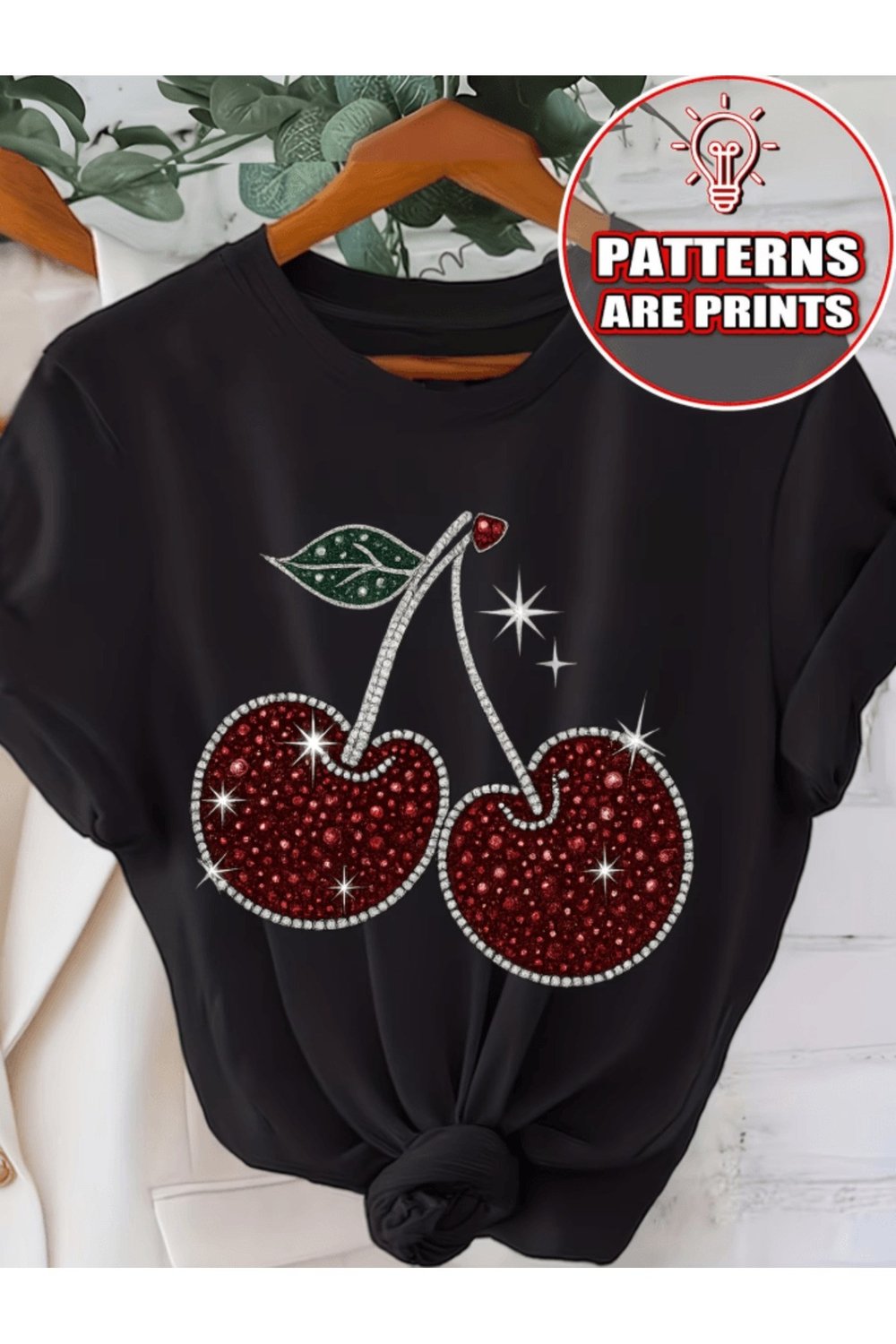 Kırmızı Ve Yeşil Renk Parlak Kiraz Baskılı Premium Oversize T-shirt