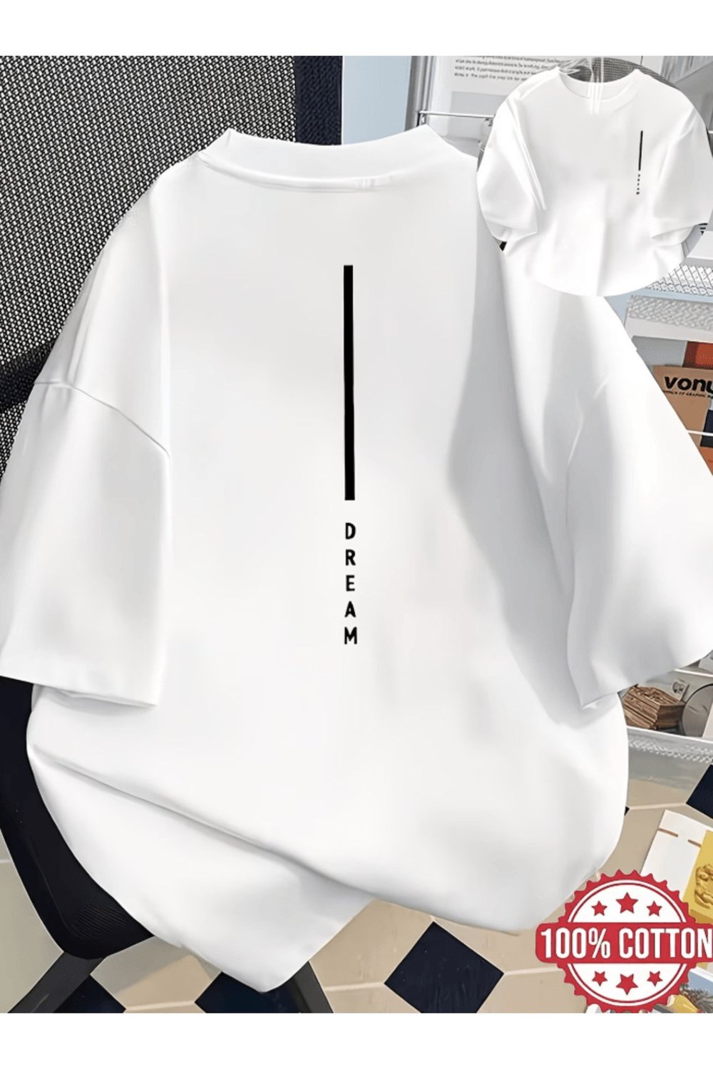 Mini Dream Dikey Çift Taraf Baskılı Premium Oversize T-shirt