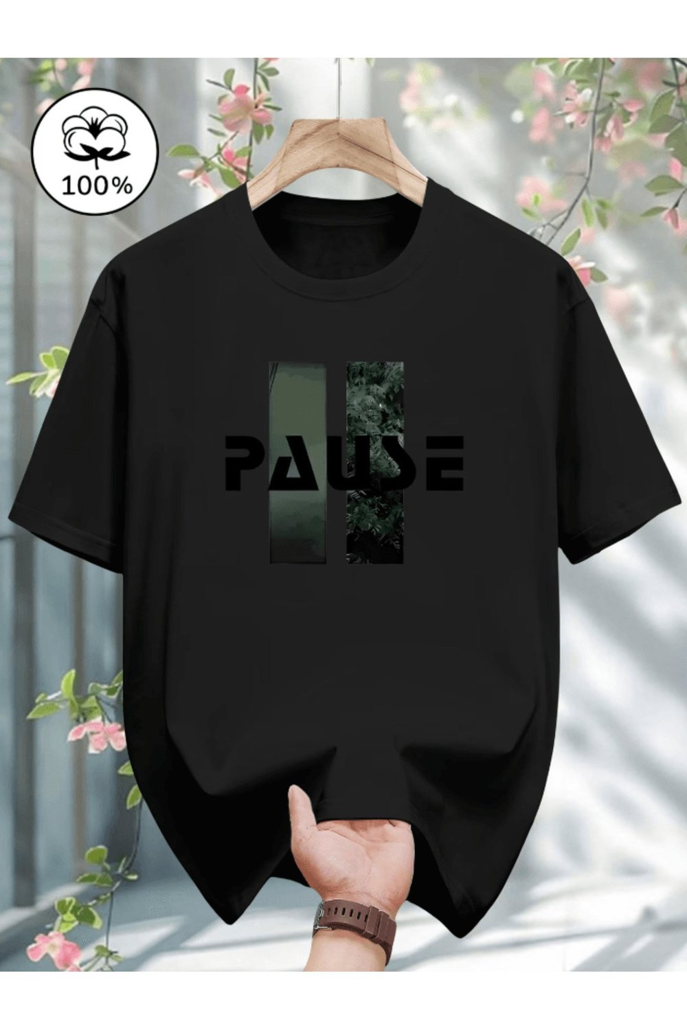 Pause Tasarım Baskılı Premium Oversize T-shirt