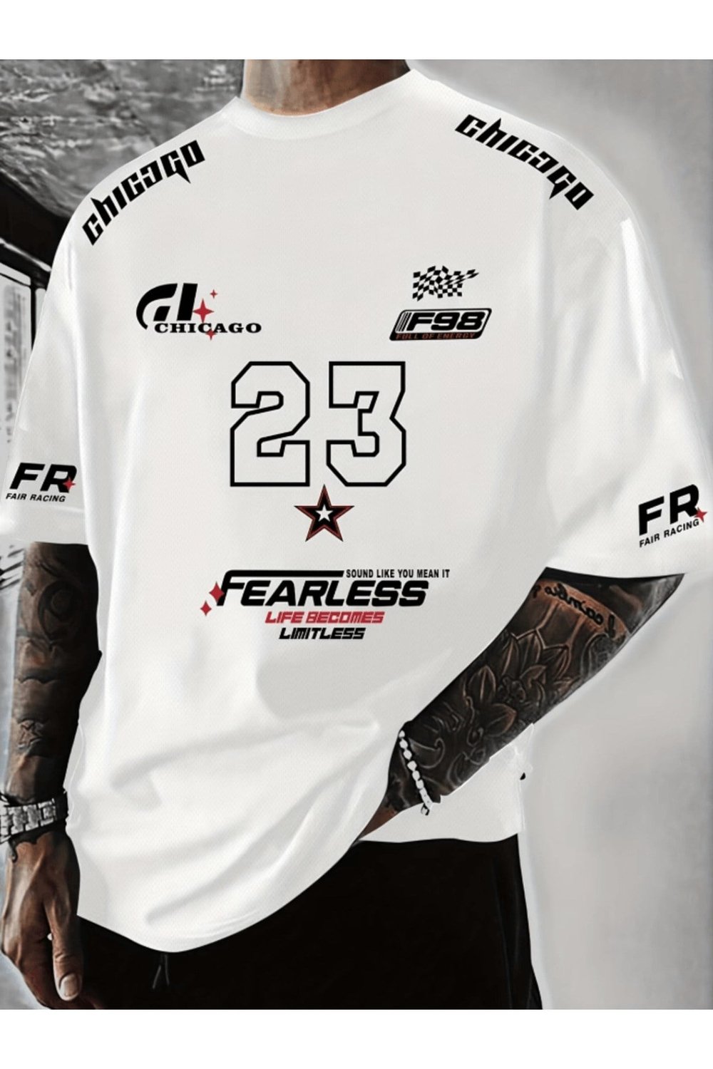 Racing Tema Baskılı Premium Oversize T-shirt