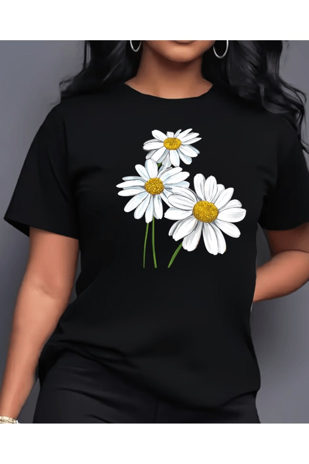 Sevimli Papatya Baskılı Premium Oversize T-shirt