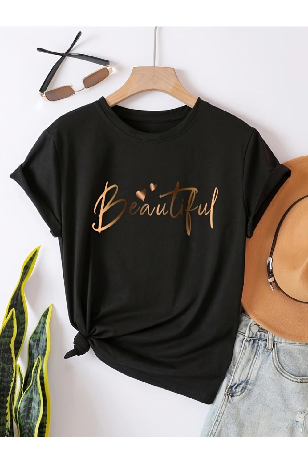 Unisex Beautiful Baskı Basic Regular T-shirt