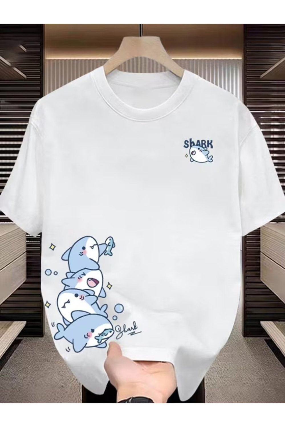 Unisex Shark Köpek Balığı Tasarım Basic Regular T-shirt