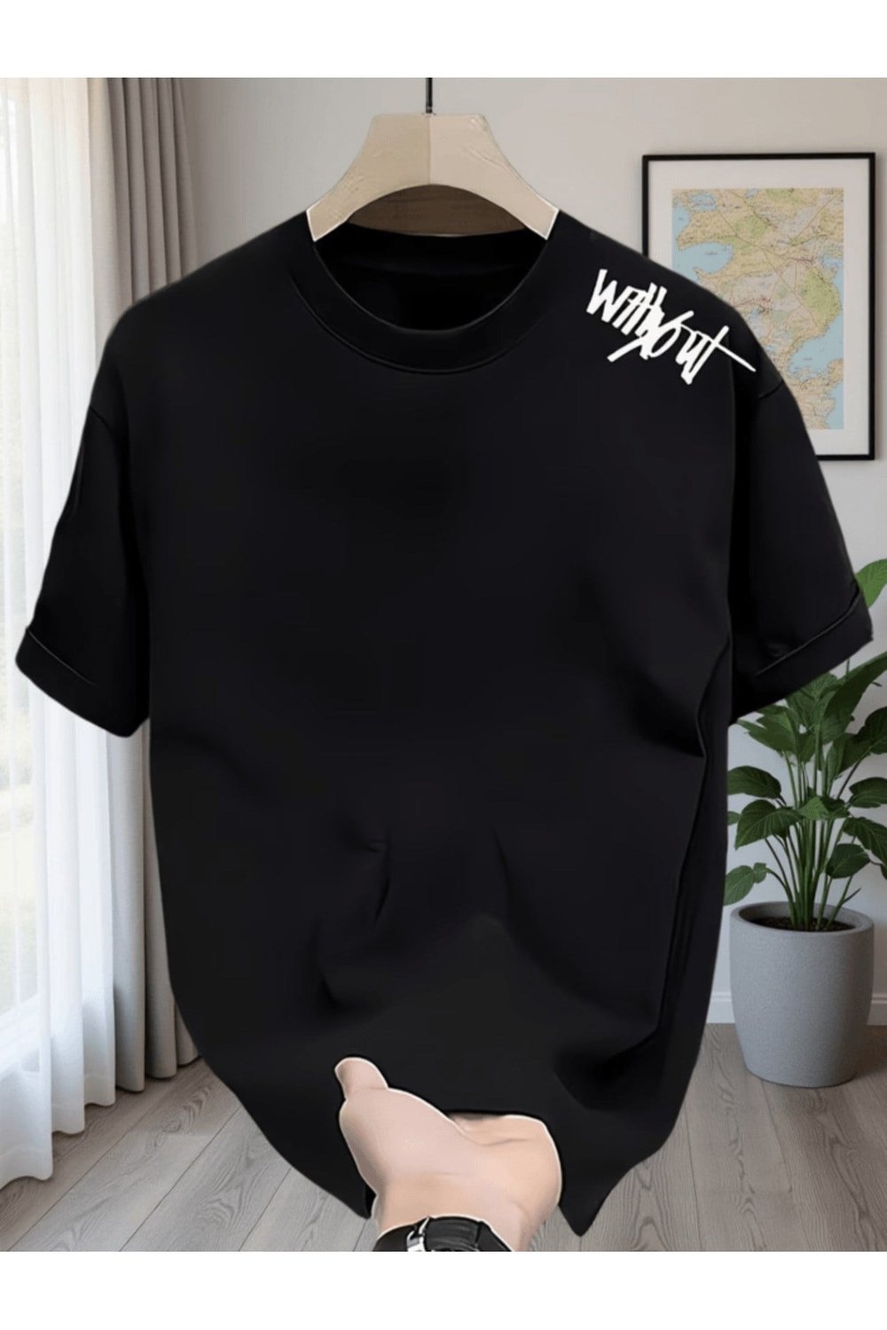 Without Baskılı Premium Oversize T-shirt