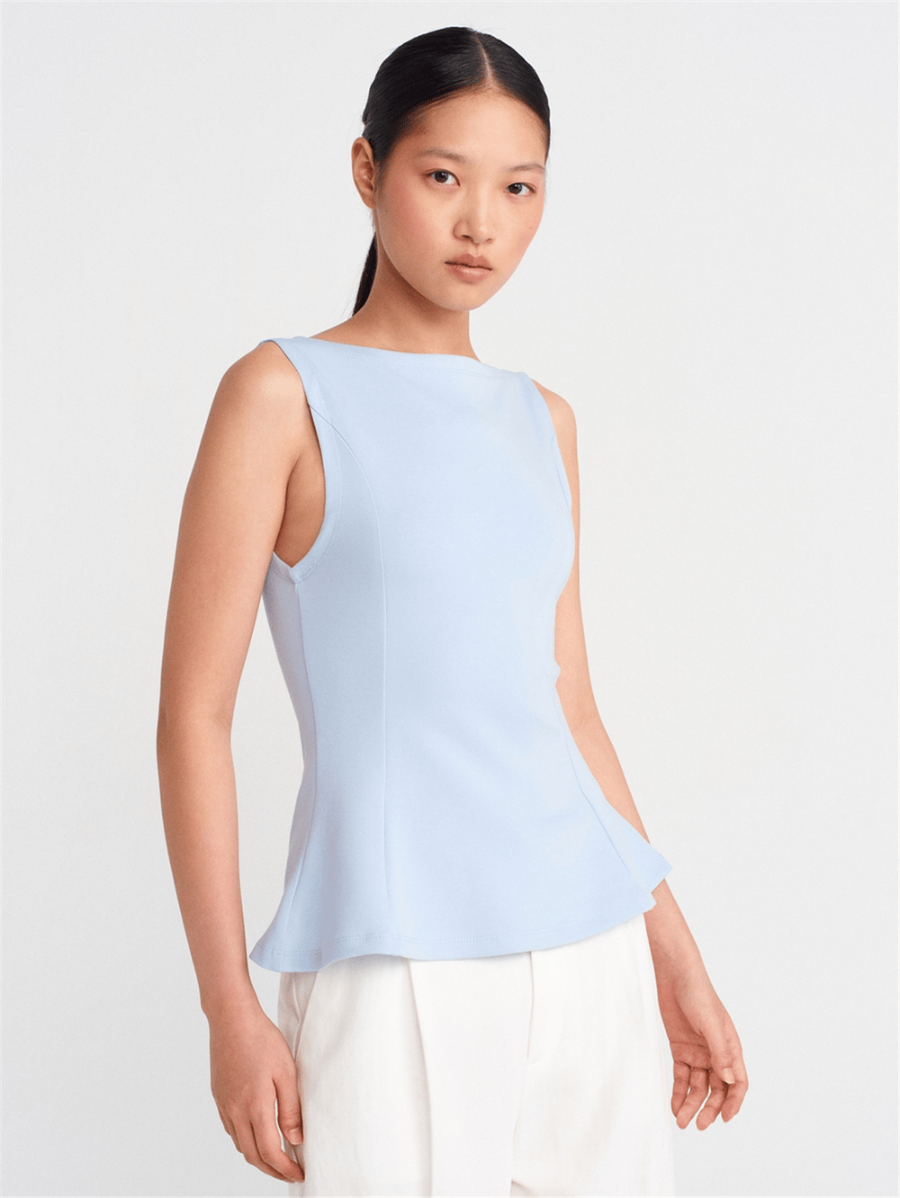 DİLVİN Kayık Yaka Peplum Top